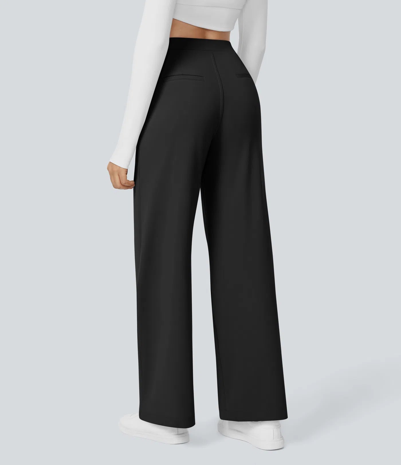 NoorFlex™ Stoffhose mit hohem Bund, Seitentaschen & geradem Bein